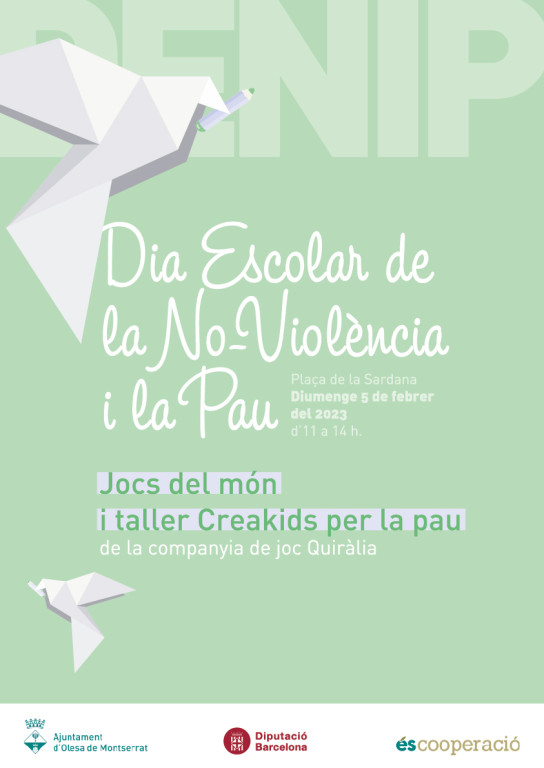 Cartell del Dia Escolar de la No Violència i la Pau 2023 