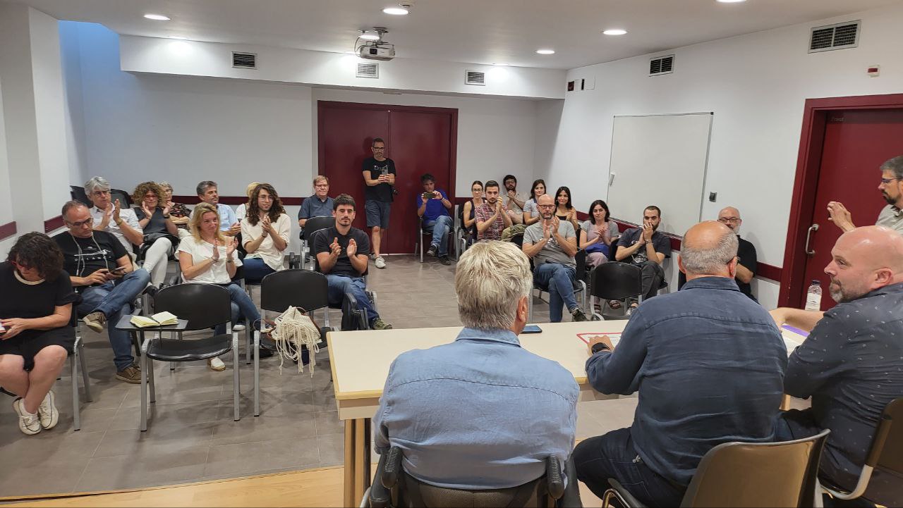 Roda de premsa d'anunci del pacte de govern tripartit entre Bloc Olesà-CUP, ERC i Junts per Olesa. 16 juny 2023