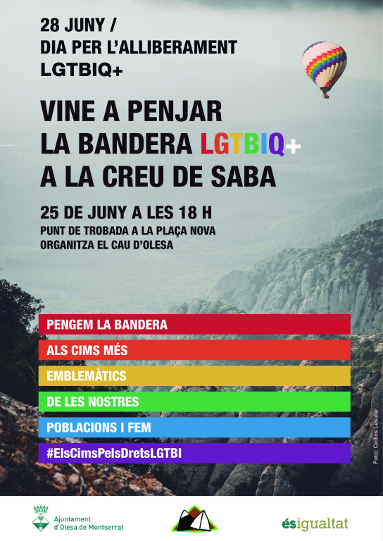 Cartell amb informació per anar a penjar la bandera a la Creu de Saba