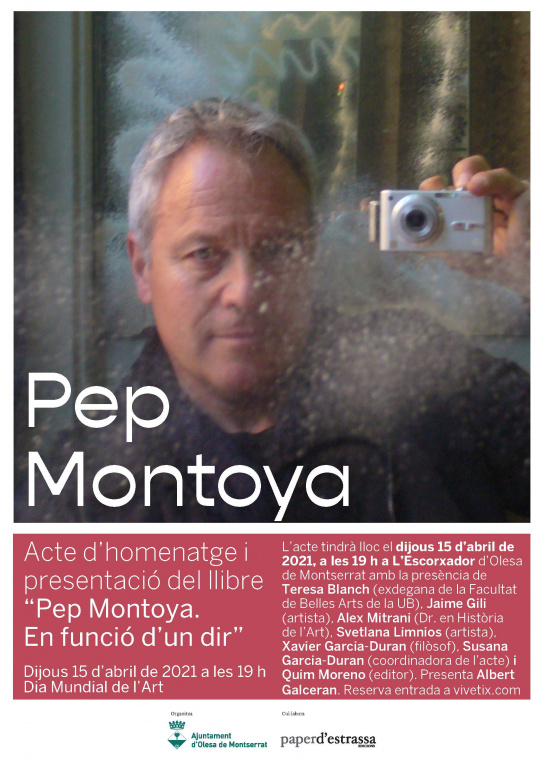 Cartell de l'Acte homenatge i presentació del llibre de Pep Montoya