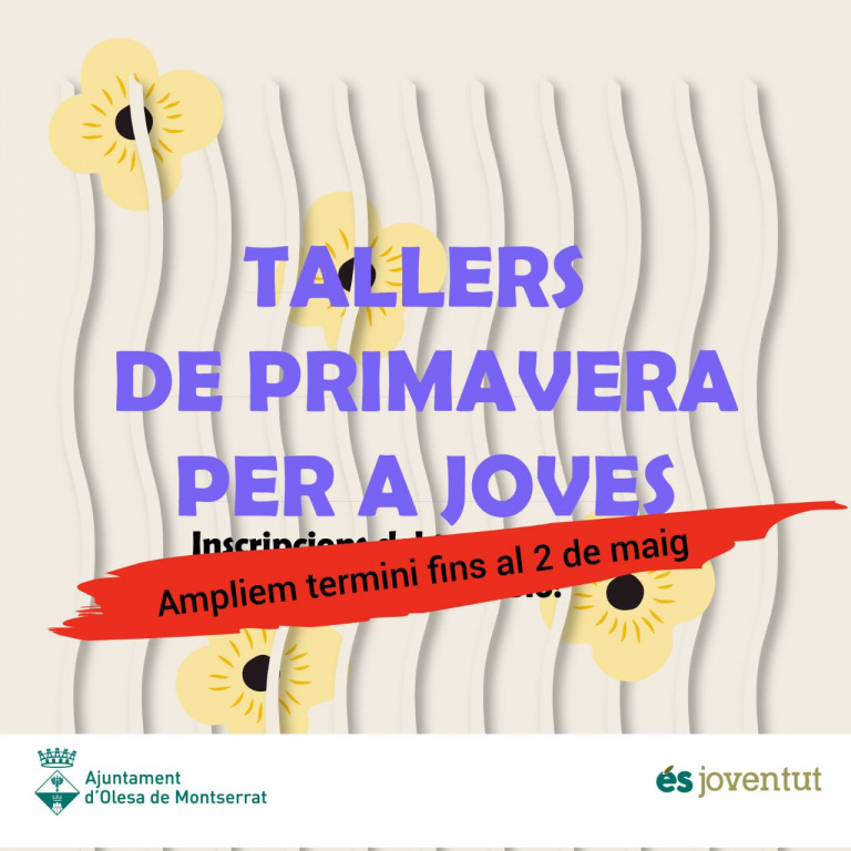 Fins el 2 de maig es poden fer les inscripcions per als tallers de primavera per a joves