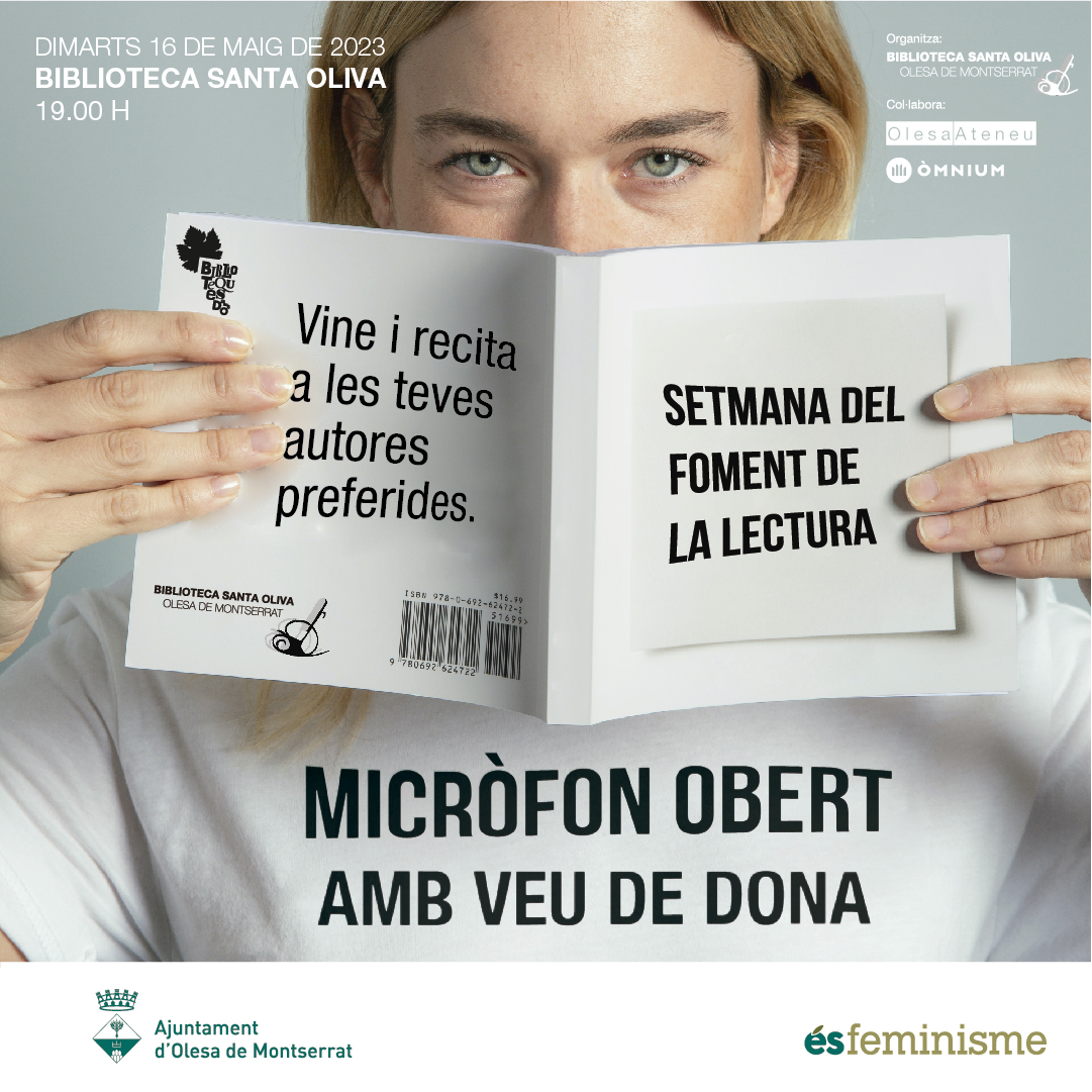 Cartell del Micròfon obert amb veu de dona per la Setmana de la Lectura