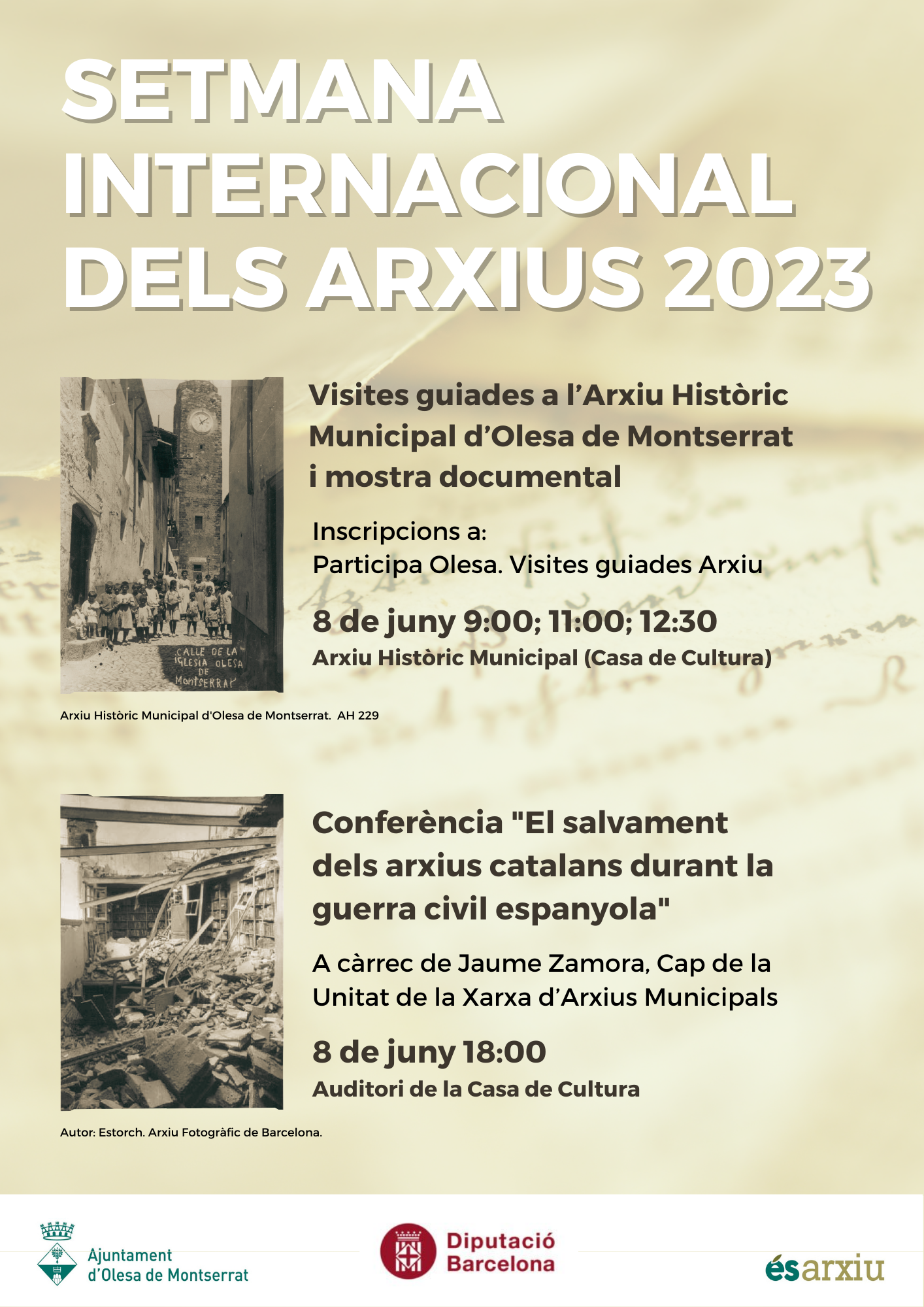 Cartell dels actes de la Setmana internacional dels arxius 2023