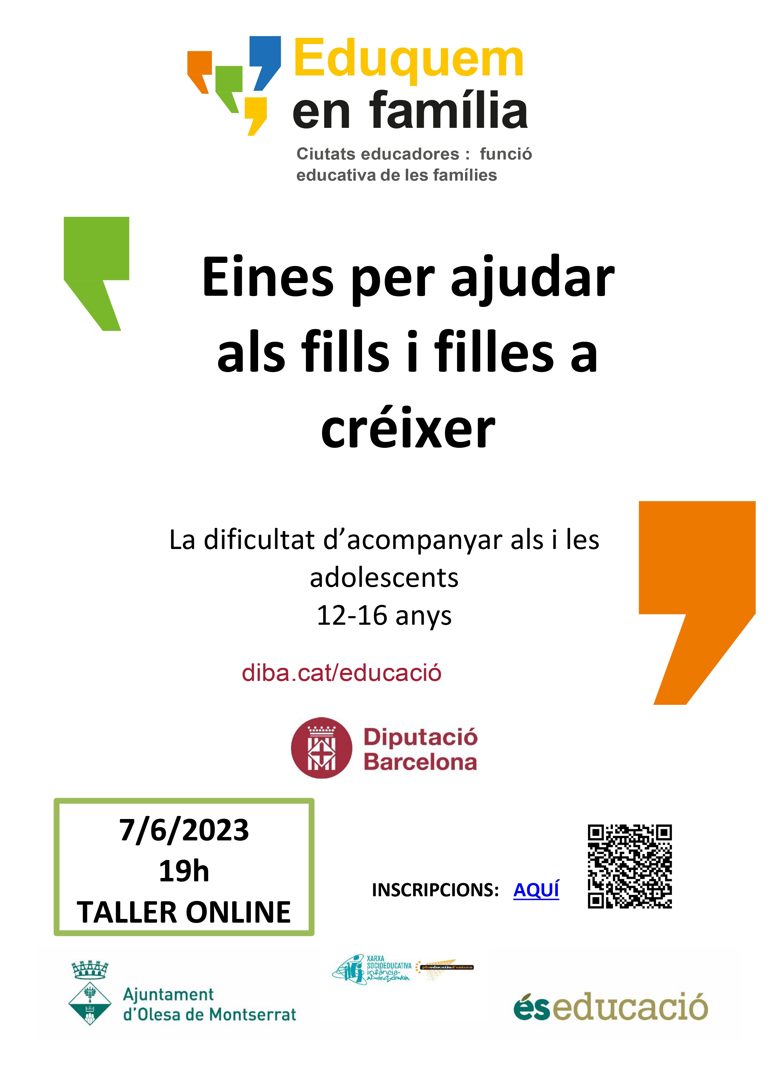 Cartell de la xerrada "La dificultat d'acompanyar els adolescents"