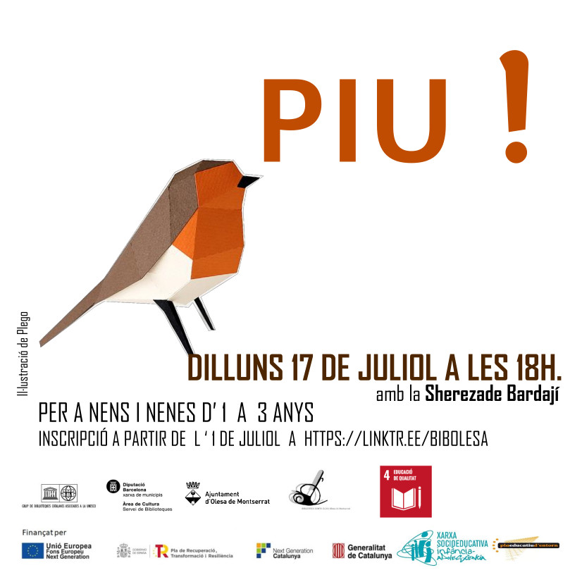 Contes a la biblioteca pel juliol 2023: Piu