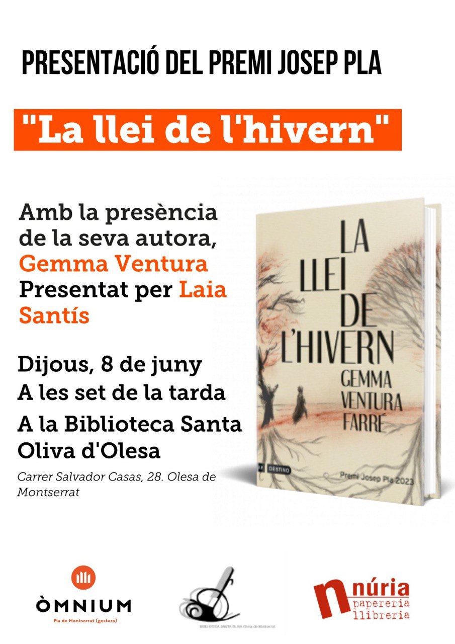 Cartell de la presentació del llibre "La llei de l'hivern"