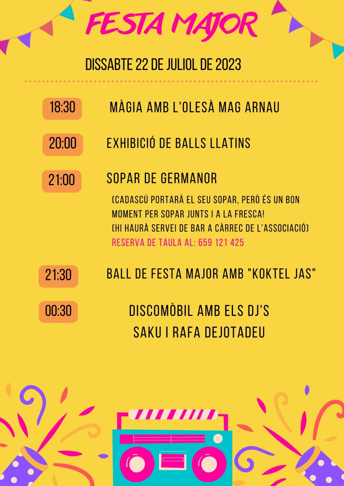 Programa d'actes de la Festa major 2023 del barri de Les Planes