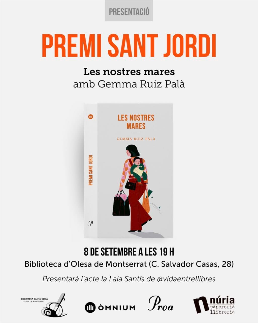 Cartell de l'acte de presentació del llibre "Les nostres mares"