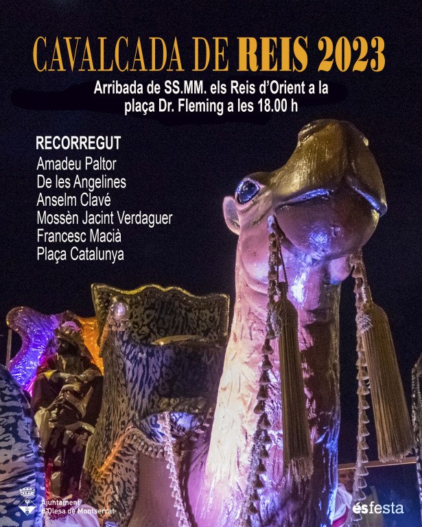 Cartell cavalcada de Reis 2023 amb descripció recorregut