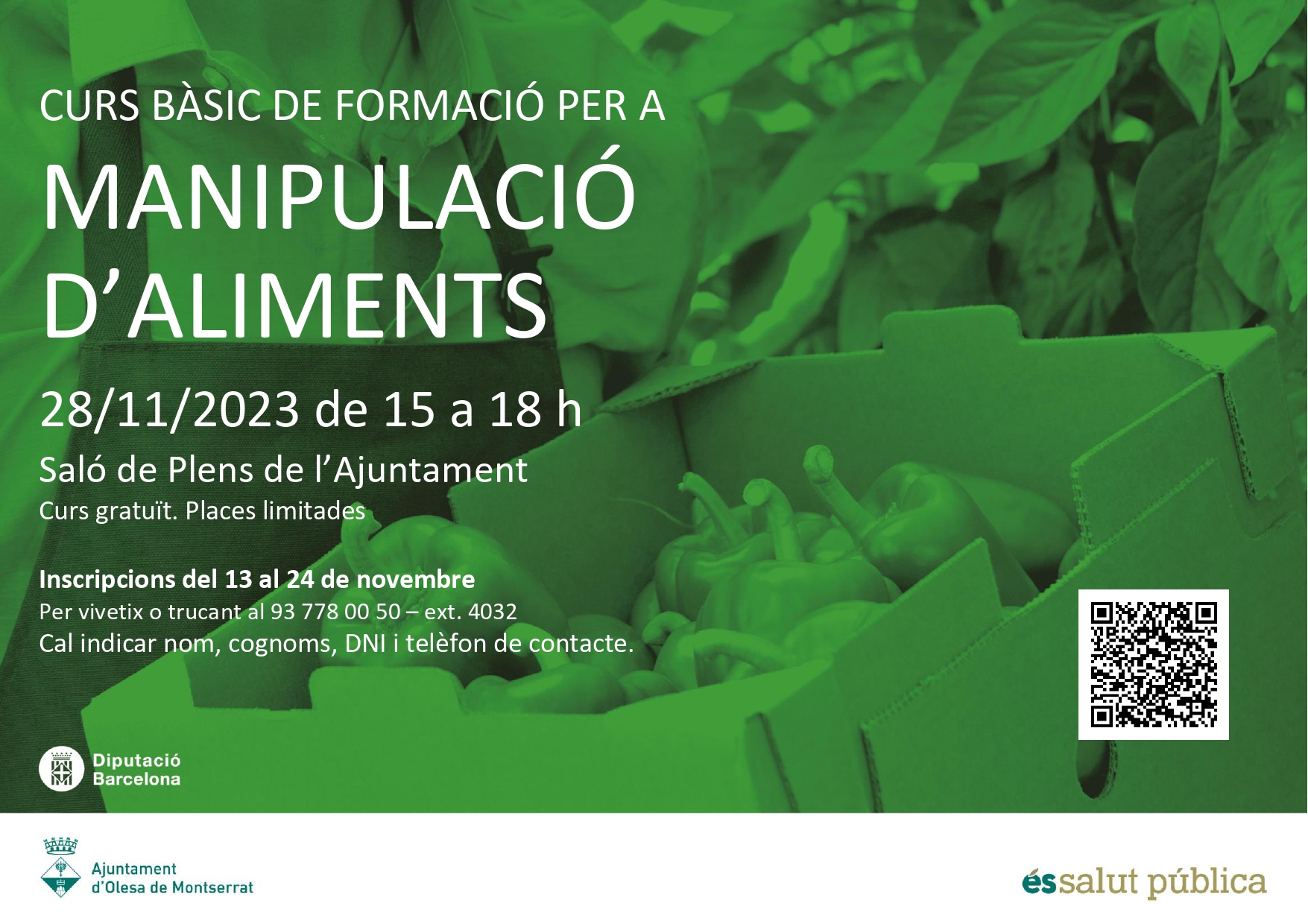 Curs de Manipulació d'aliments novembre 2023