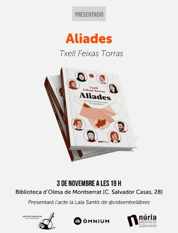 Cartell de la presentació del llibre de Txell Freixas, "Aliades"