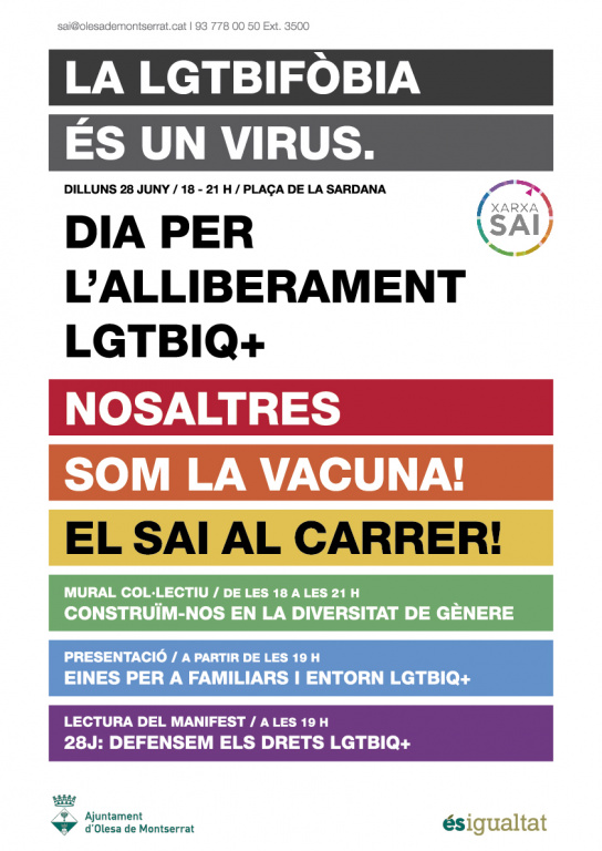 Cartell amb informació de les activitats pel dia per l'alliberament LGTBI