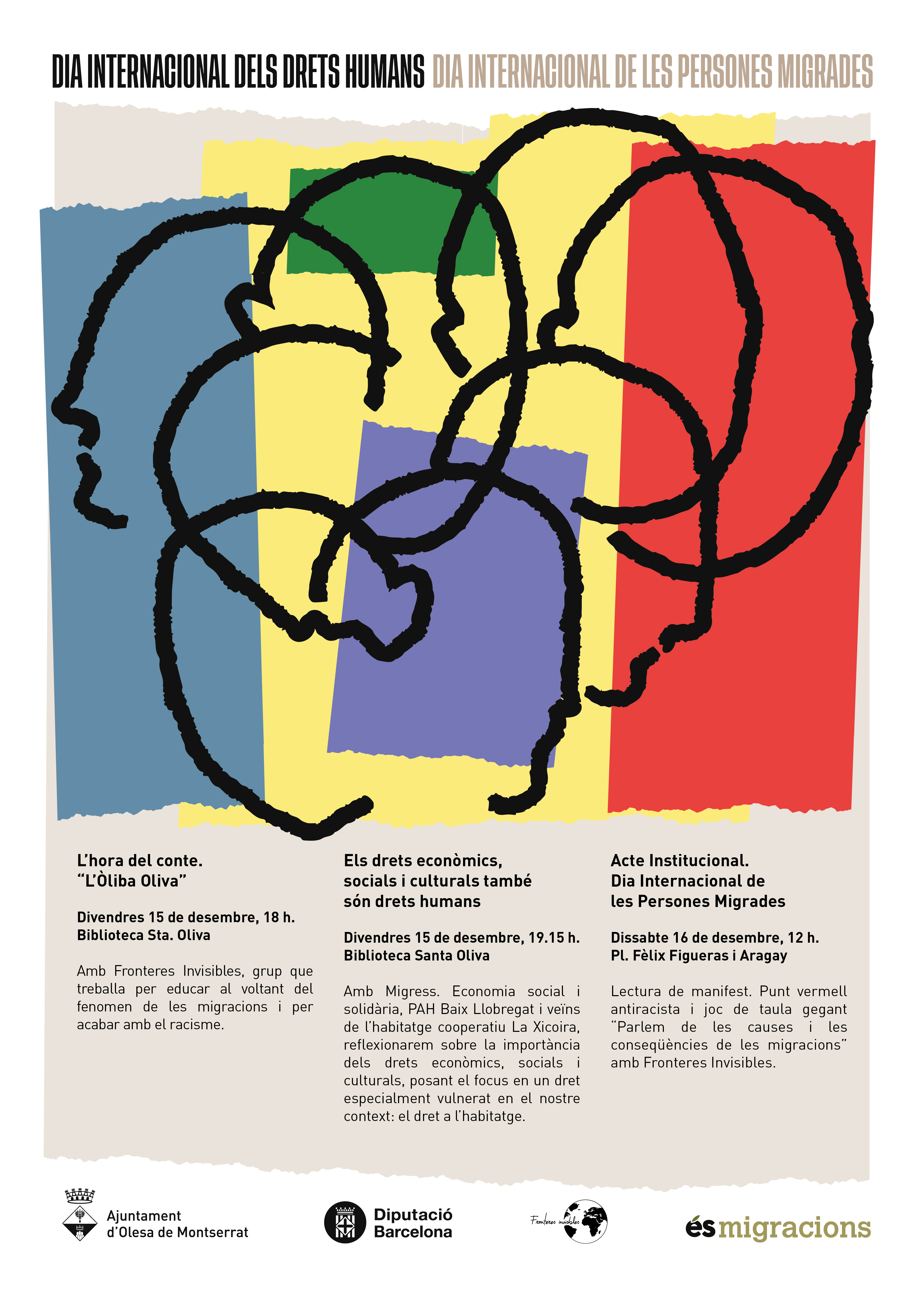 Cartell dels actes pel Dia Internacional dels Drets Humans i el Dia Internacional de les Persones Migrades