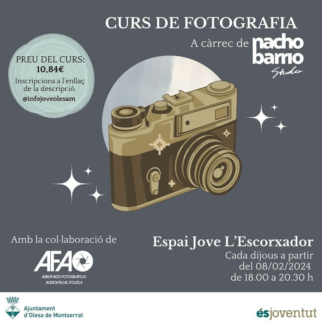 Cartell del curs de fotografia a l'Espai Jove