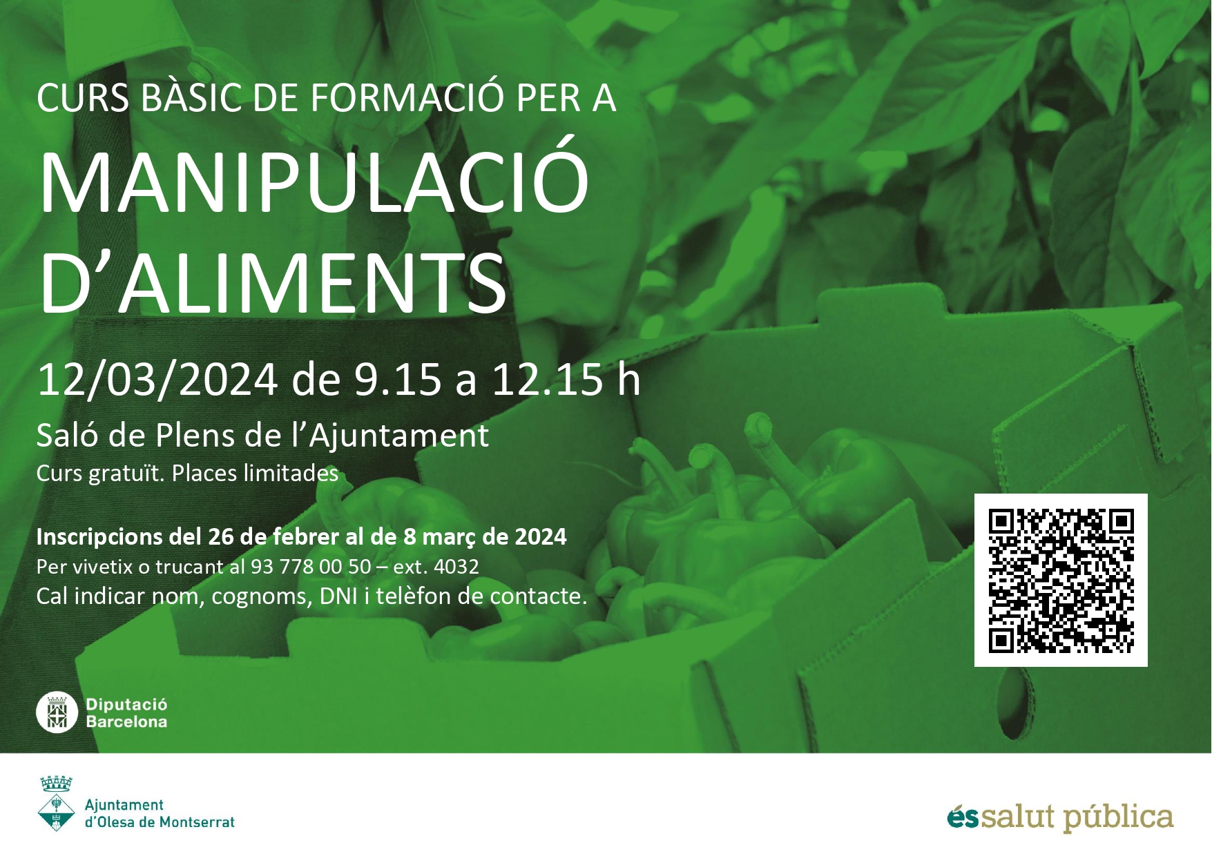 Cartell Curs bàsic manipulació d'aliments 12-03-2024