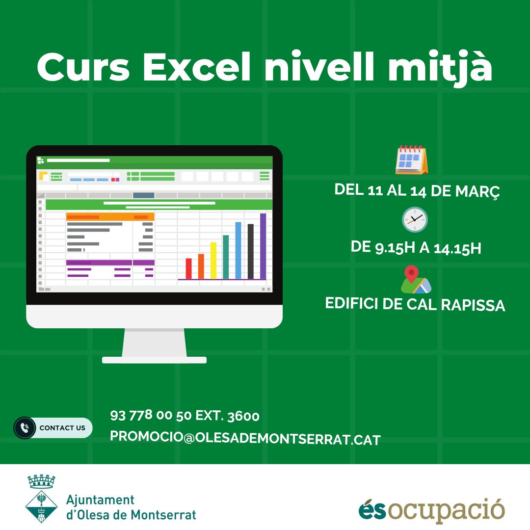 Curs d'Excel de nivell mitjà a Cal Rapissa