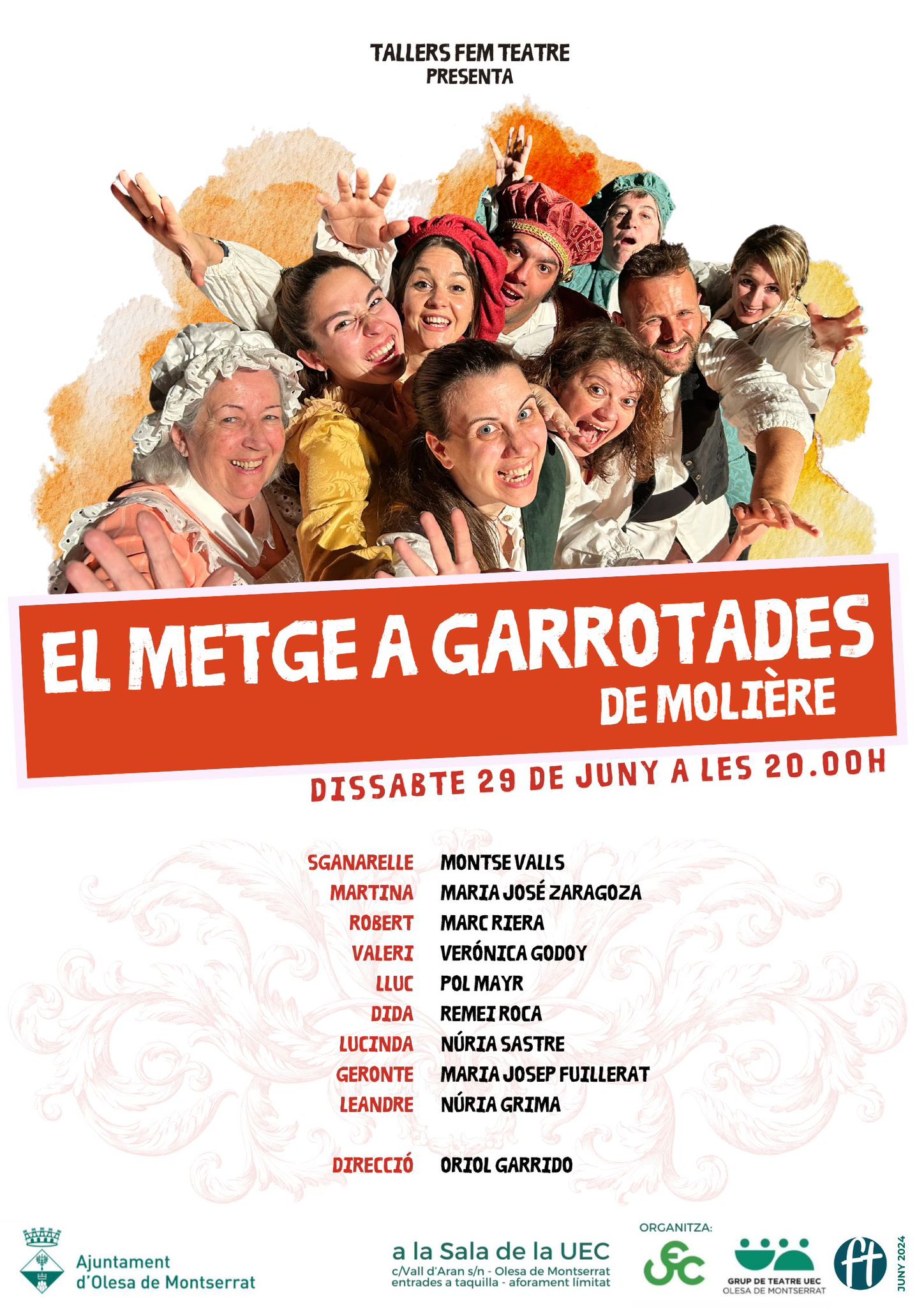 Cartell de l'obra de teatre El metge a garrotades juny 2024