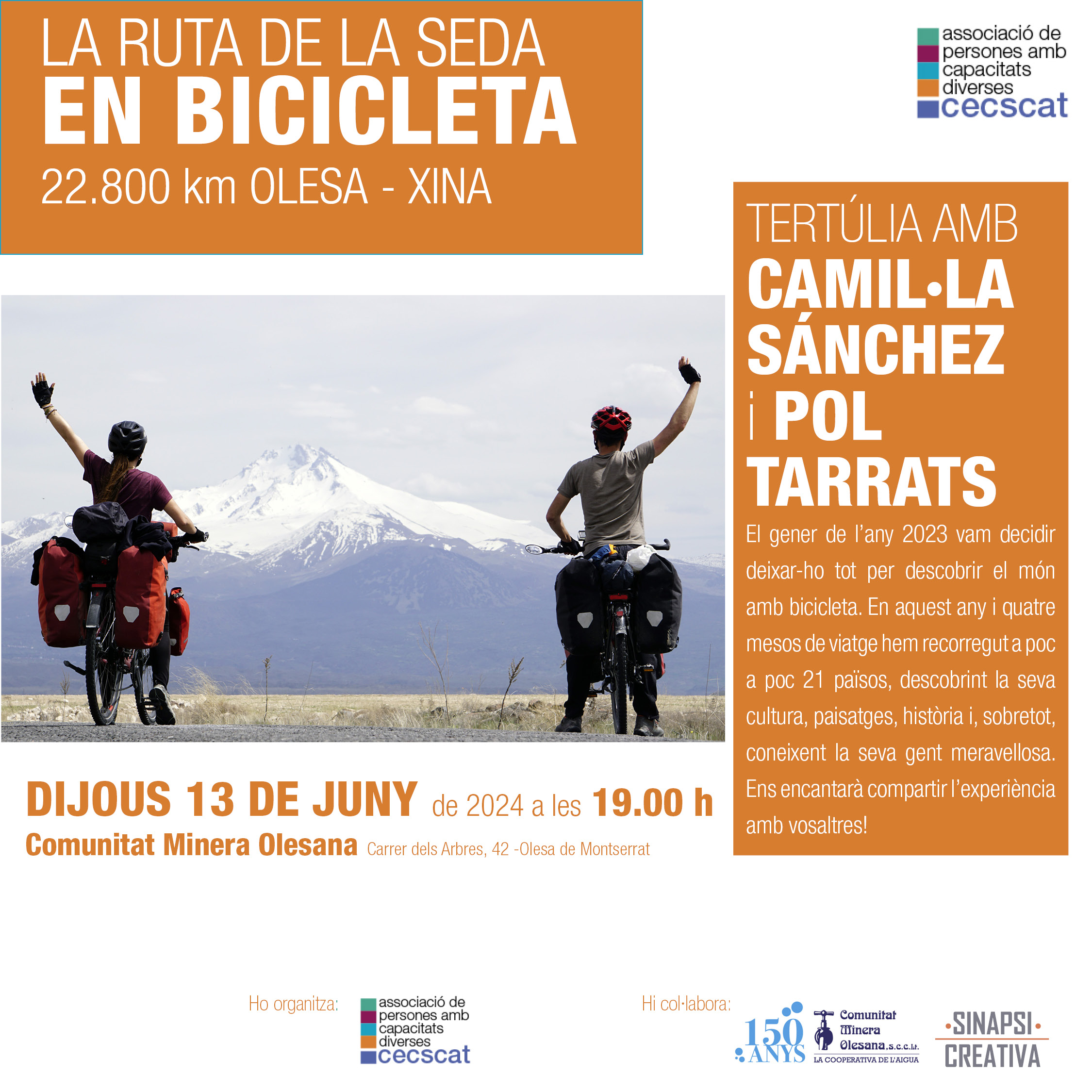 Cartell de la xerrada sobre la Ruta de la Seda en bicicleta