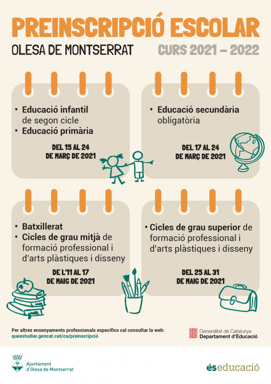 L'Ajuntament d'Olesa habilita un punt de suport presencial per acompanyar en el procés de preinscripció escolar