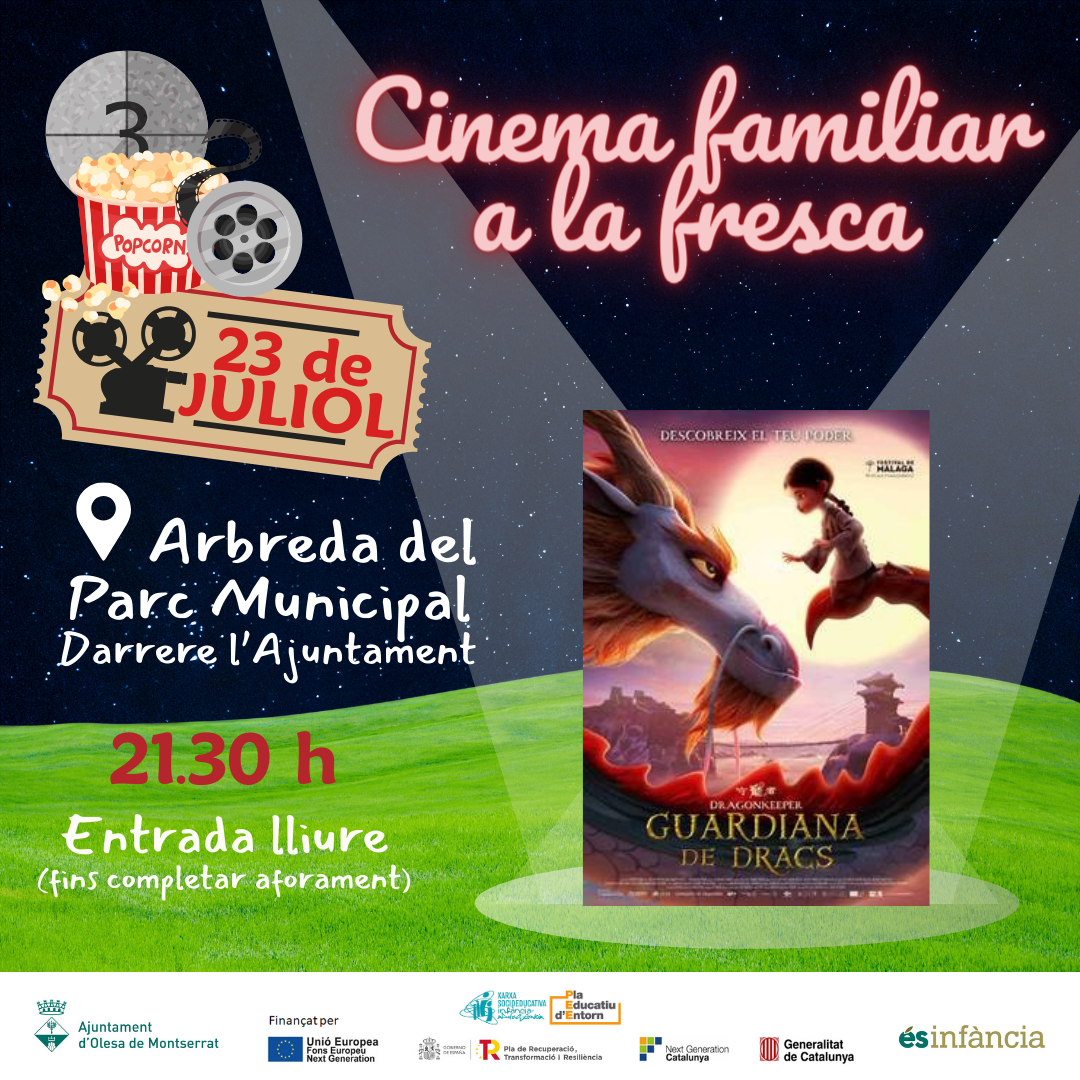 Cartell de la projecció de la pel·lícula La guardiana dels dracs en el cicle de cinema familiar a la fresca 2024