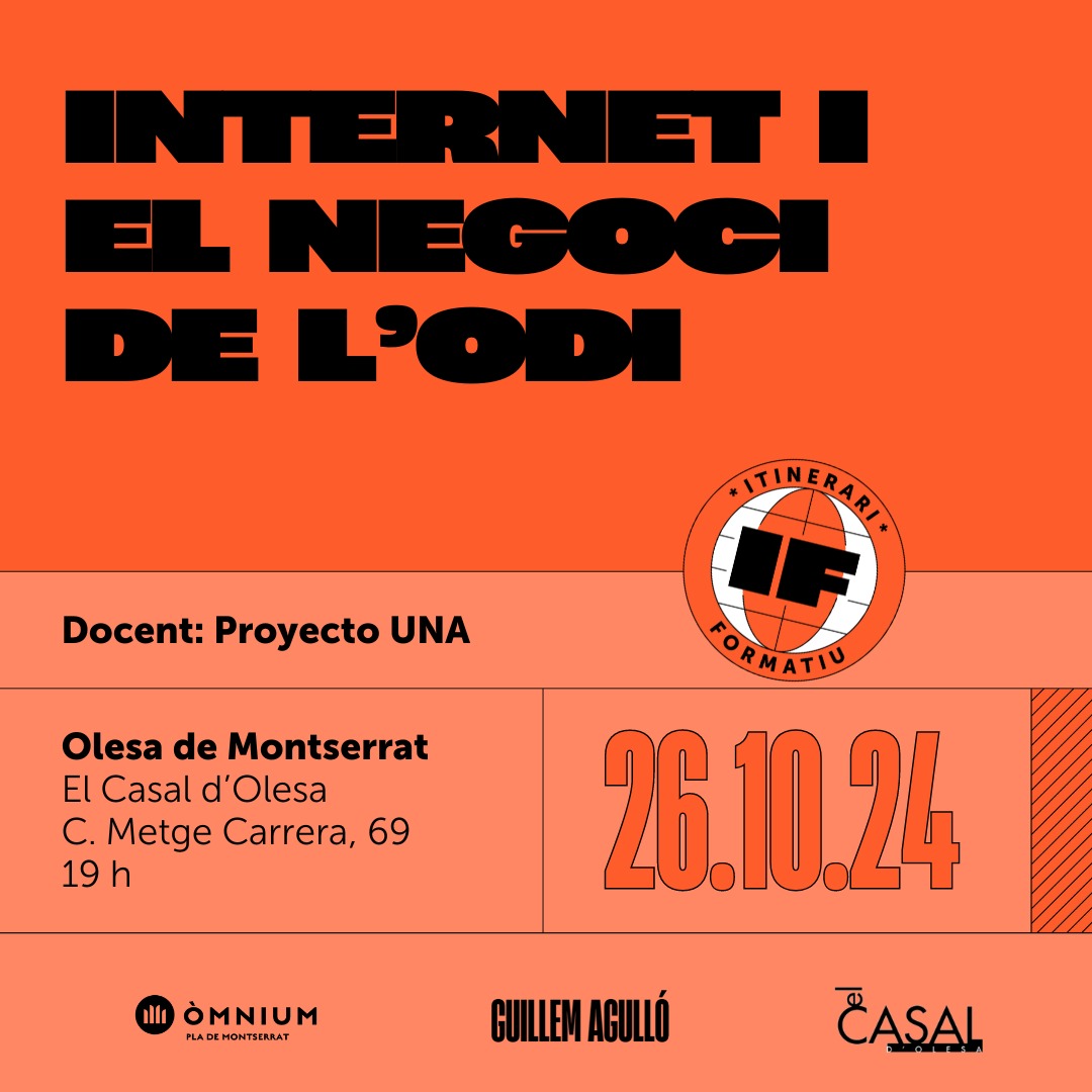 Cartell de la xerrada d'Òmnium Cutlural Internet i el negoci de l'odi